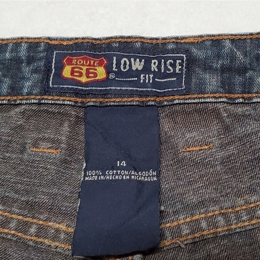 RARE Vintage Route 66 Lace-up Waist Western Dark Wash Low Rise Flare Jeans 14 - Picture 9 of 10